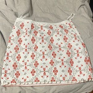 Maeve White and Red Patterned Mini Skirt